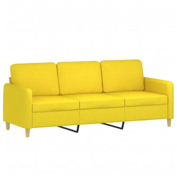 Canapea cu 3 locuri și taburet, galben deschis, 180 cm, textil