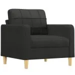 Set de canapele cu perne, 4 piese, negru, material textil
