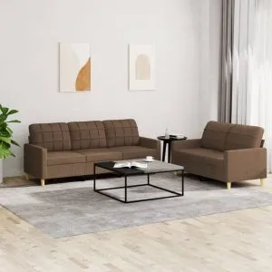 Set de canapele cu perne, 2 piese, maro, textil