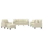 Set de canapele cu perne, 4 piese, crem, piele ecologică