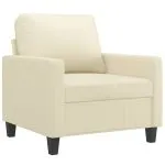 Set de canapele cu perne, 4 piese, crem, piele ecologică