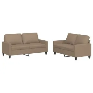 Set de canapele cu perne, 2 piese, cappuccino, piele ecologică