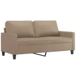 Set de canapele cu perne, 2 piese, cappuccino, piele ecologică