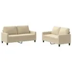 Set de canapele cu perne, 2 piese, crem, textil