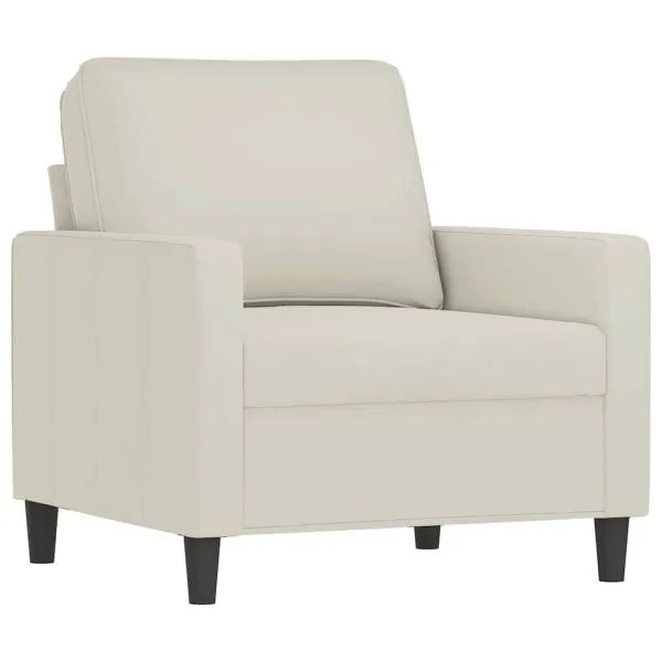Set de canapele cu perne, 3 piese, crem, catifea