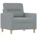 Set de canapele cu perne, 4 piese, gri deschis, material textil