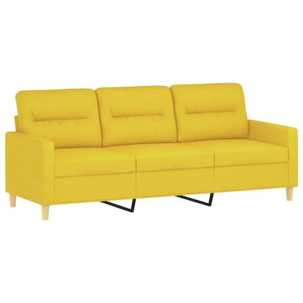 Set de canapele cu perne, 2 piese, galben deschis, textil