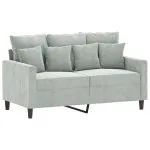 Set de canapele cu perne, 2 piese, gri deschis, catifea