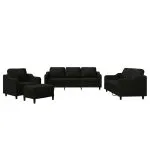 Set de canapele cu perne, 4 piese, negru, textil