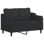 Set de canapele cu perne, 4 piese, negru, textil