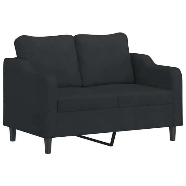 Set de canapele cu perne, 4 piese, negru, textil