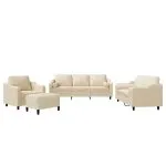 Set de canapele cu perne, 4 piese, crem, microfibră