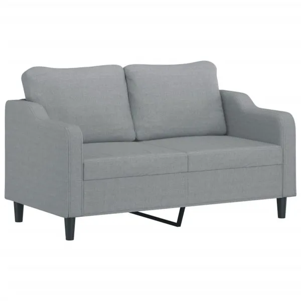 Set de canapele cu perne, 3 piese, gri deschis, textil