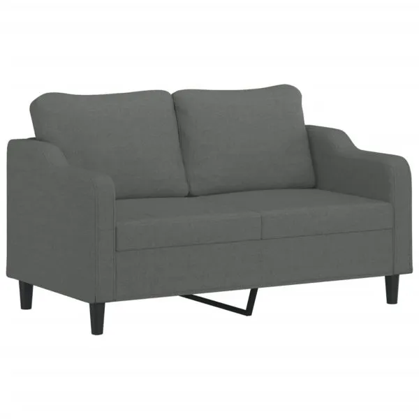 Set de canapele cu perne, 3 piese, gri închis, textil