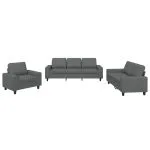 Set de canapele, 3 piese, gri închis, textil