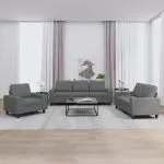 Set de canapele, 3 piese, gri închis, textil