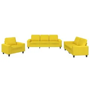 Set de canapele, 3 piese, galben deschis, textil