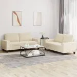 Set de canapele, 2 piese, crem, material textil