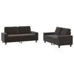 Set de canapele, 2 piese, negru, material textil