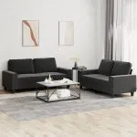 Set de canapele, 2 piese, negru, material textil