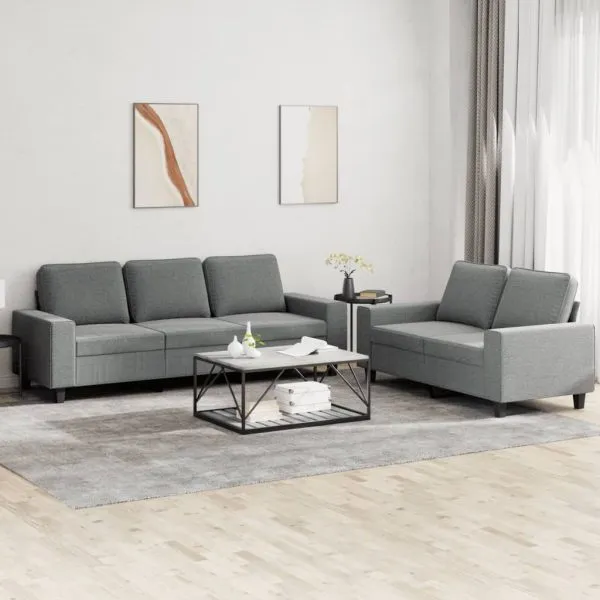 Set de canapele, 2 piese, gri închis, material textil