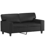 Set de canapele cu perne, 3 piese, negru, piele ecologică