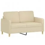 Set de canapele cu perne, 3 piese, crem, textil