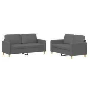 Set de canapele cu perne, 2 piese, gri închis, textil