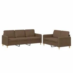 Set de canapele cu perne, 2 piese, maro, textil