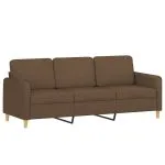 Set de canapele cu perne, 2 piese, maro, textil
