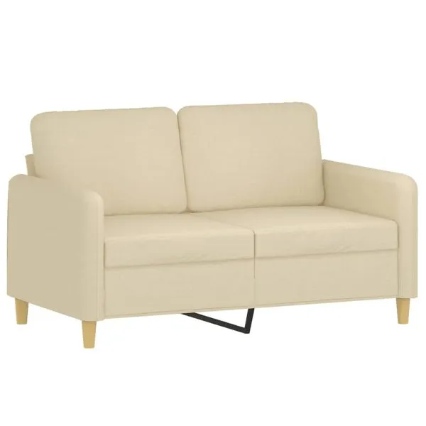 Set de canapele cu perne, 3 piese, crem, textil
