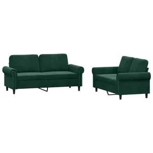 Set de canapele cu perne, 2 piese, verde închis, catifea