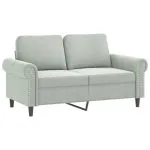 Set de canapele cu perne, 2 piese, gri deschis, catifea