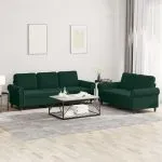 Set de canapele cu perne, 2 piese, verde închis, catifea