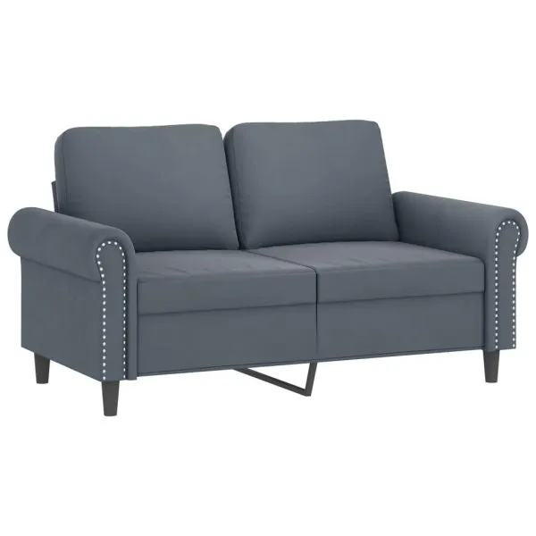 Set canapea cu perne, 2 piese, gri închis, catifea
