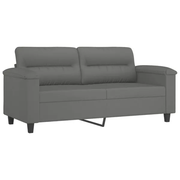 Set de canapele cu perne, 3 piese, gri închis, microfibră