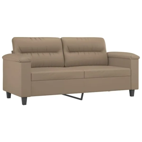 Set de canapele cu perne, 3 piese, cappuccino, piele ecologică