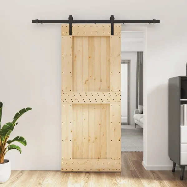 Ușă glisantă cu set de feronerie 85×210 cm, lemn masiv de pin