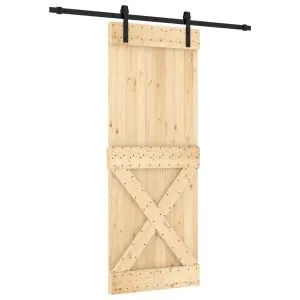 Ușă glisantă cu set de feronerie 80×210 cm, lemn masiv de pin
