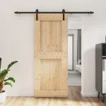 Ușă glisantă cu set de feronerie 85×210 cm, lemn masiv de pin
