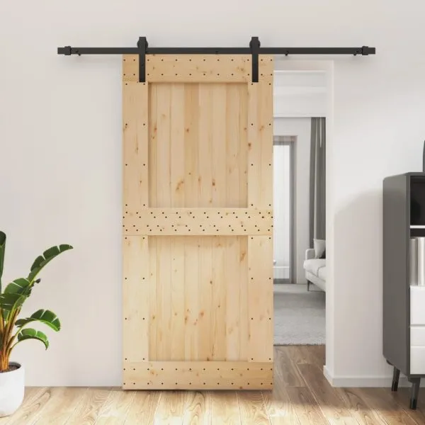 Ușă glisantă cu set de feronerie 95×210 cm, lemn masiv de pin