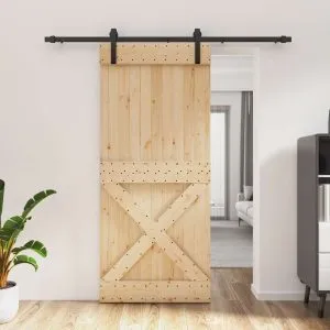Ușă glisantă cu set feronerie, 90×210 cm, lemn masiv de pin