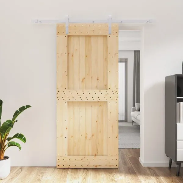 Ușă glisantă cu set feronerie, 90×210 cm, lemn masiv de pin