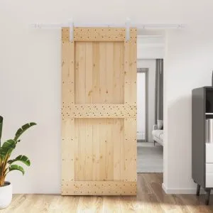 Ușă glisantă cu set de feronerie 95×210 cm, lemn masiv de pin