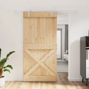 Ușă glisantă cu set feronerie, 100×210 cm, lemn masiv de pin