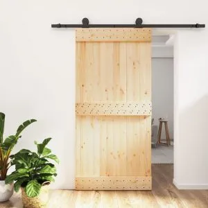 Ușă glisantă cu set feronerie, 100×210 cm, lemn masiv de pin