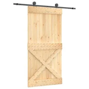 Ușă glisantă cu set feronerie, 100×210 cm, lemn masiv de pin