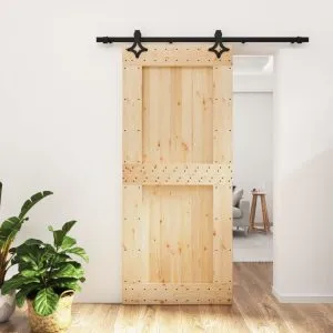 Ușă glisantă cu set feronerie, 90×210 cm, lemn masiv de pin