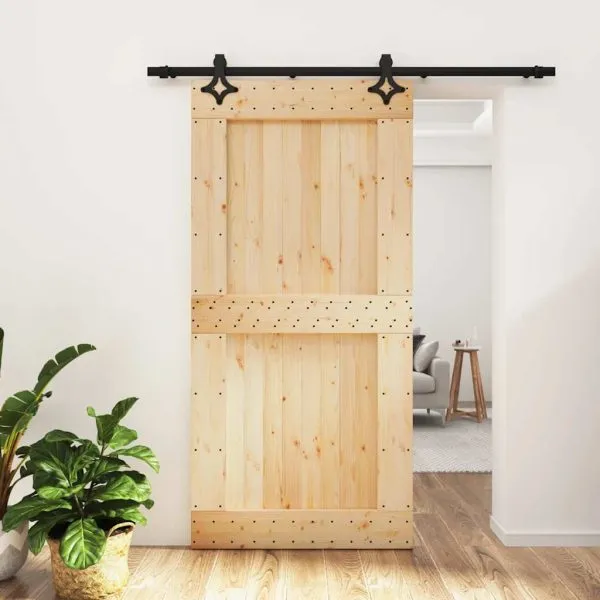Ușă glisantă cu set feronerie, 100×210 cm, lemn masiv de pin