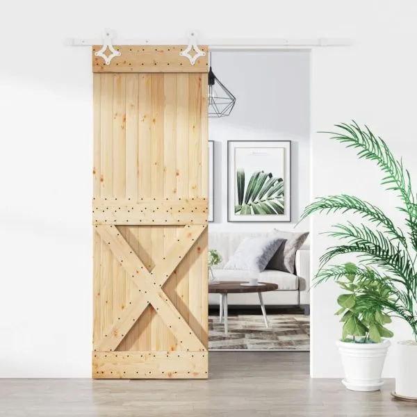 Ușă glisantă cu set de feronerie 85×210 cm, lemn masiv de pin